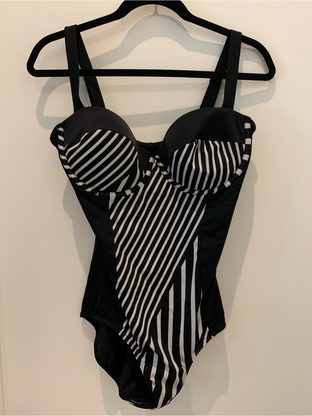 Black & White Striped One-Piece Swimsuit